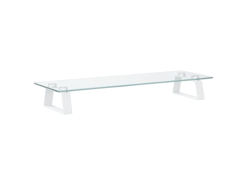  Support de moniteur table meuble bureau 60 x 20 x 8 cm verre trempé et métal blanc 02_0044896  - Conforama A
