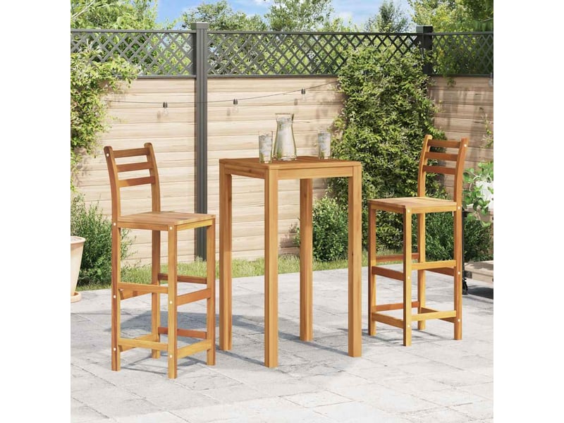  Lot de 2 tabourets de bar bois d'acacia massif  - Conforama B