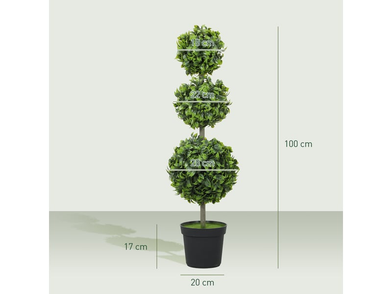  Plantes artificielles en pot, feuilles en plastique, terreau floqué, vert  - Conforama E