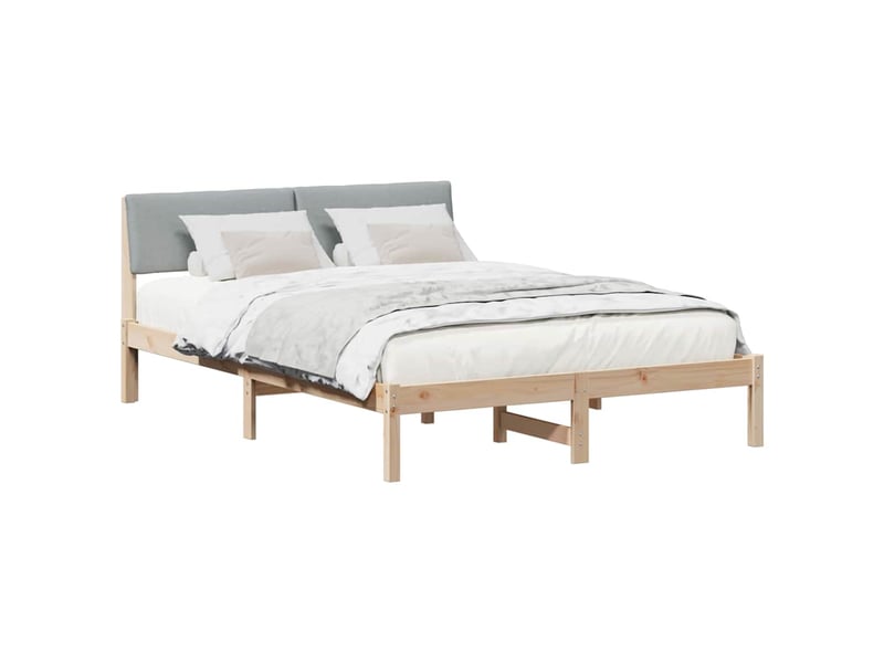  Lit double- lit adulte -  cadre de lit avec tête de lit marron et gris clair 135 x 190 cm  - Conforama B