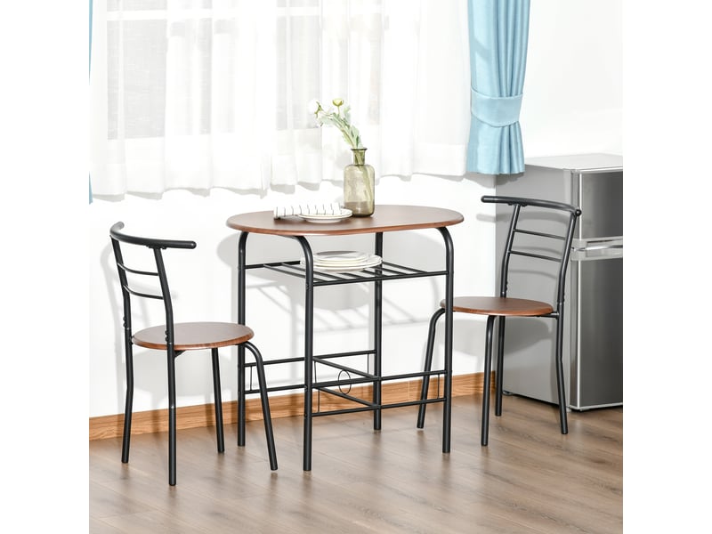  Ensemble table et 2 chaises modernes, mobilier 3 pièces peu encombrant pour cuisine, balcon, restaurant ou bar, marron et noir  - Conforama D