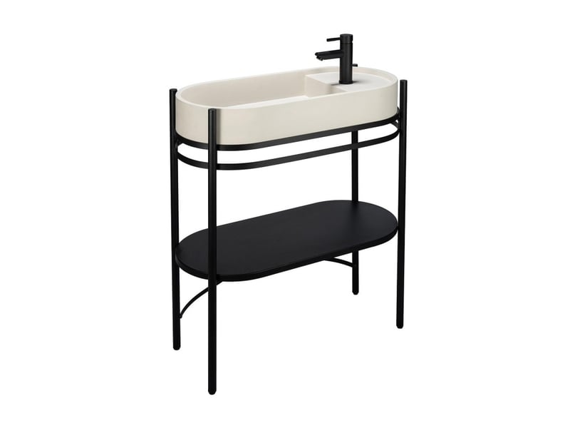 Meuble simple vasque sur pieds lucia 80cm en métal noir et vasque béton MTC 3458 - Conforama B