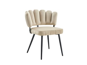 Set de 2 chaises de salle à manger européennes - dossier fleuri, velours structuré, pieds métal noirs - 80 cm - salon