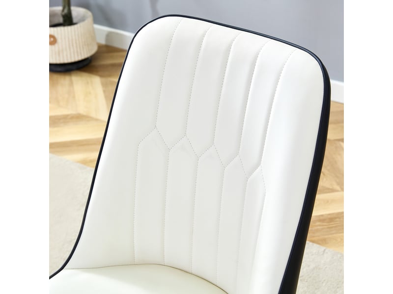  Lot de 2 chaises de salle à manger modernes en pu noir et blanc, dossier assorti, pieds métal noir, pour cuisine ou salle à manger  - Conforama E