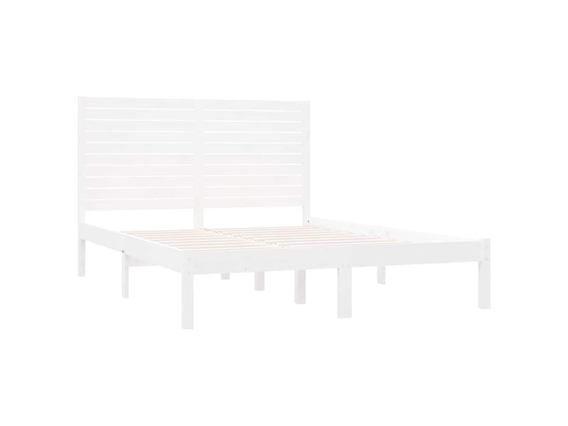  Lit double- lit adulte -  cadre de lit sans matelas blanc 140x200 cm bois massif  - Conforama C