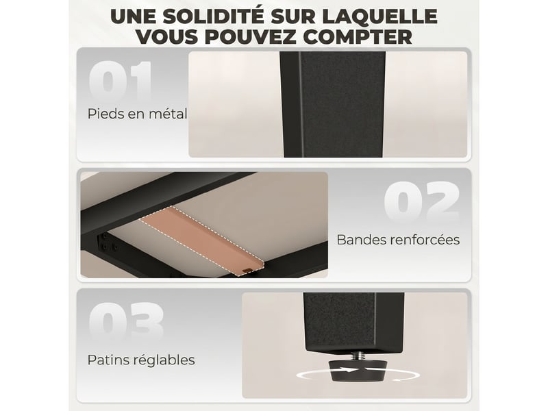  Table à manger rectangulaire pour 4 personnes, 130 x 70 x 75 cm, marron, table de cuisine avec plateau en pierre frittée  - Conforama R