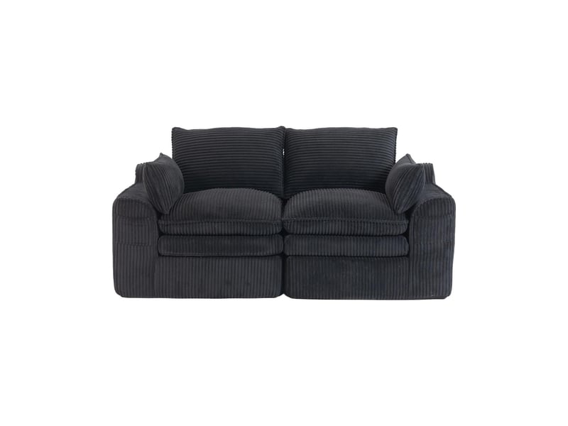  Canapé modulable 2 places en velours côtelé noir 191 x 94 x 85 cm W2845S00365 - Conforama A