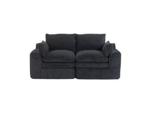 Canapé modulable 2 places en velours côtelé noir 191 x 94 x 85 cm