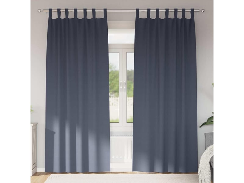 Lot de 2 rideaux occultants, rideaux black-out avec anneaux anthracite 260 x 140 cm cf44557 - Conforama B