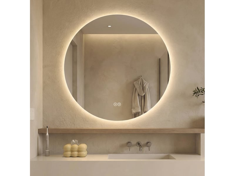  Miroir de salle de bains led rond 70 cm avec antibuée et variateur  - Conforama E