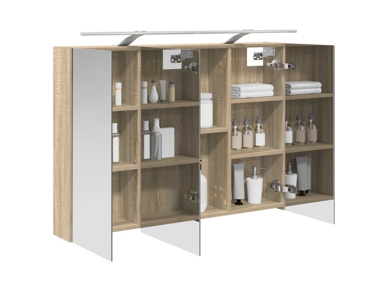Armoire miroir salle de bain, meuble de rangement chêne sonoma 100x14.5x70 cm shl1969 - Conforama C