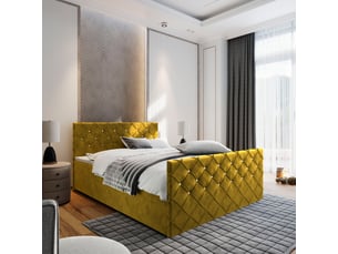 Lit avec rangement 160x200 cm <strong>MASSENO</strong>  <strong></strong> coloris jaune