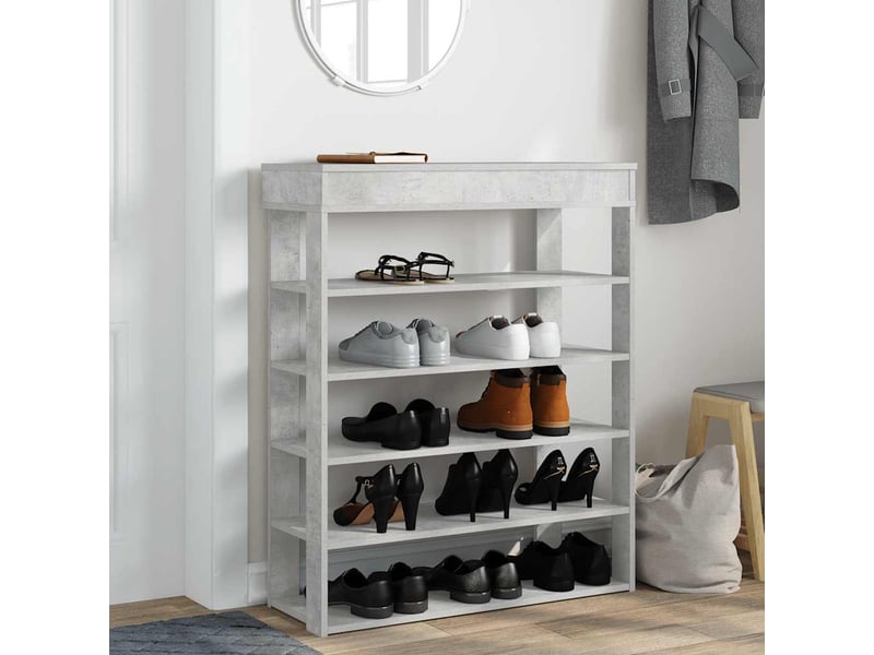  Meuble à chaussures, étagère à chaussures gris béton 80x30x98 cm bois d'ingénierie  - Conforama C