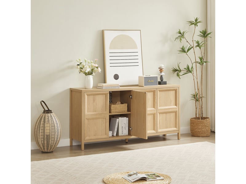 Buffet chêne clair 160 cm - ouverture push, charnières soft-close - 160x40x80 cm - Conforama E