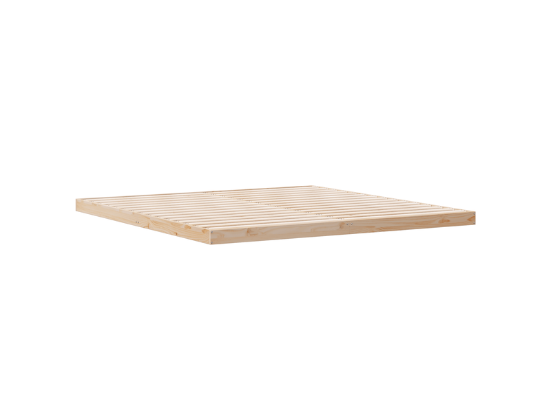 Lit adulte ; lit double ; lit au sol blanc 180x210 cm en bois de pin massif  - Conforama E