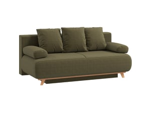 Canapé droit convertible <strong>WISHDOR</strong> <strong></strong> 2 places Velours côtelé vert avec coffre de rangement