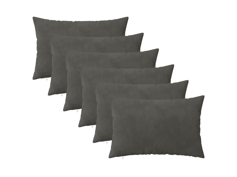 Lot de 6 coussins avec oreiller, coussins décoratifs heerlen gris foncé velours cf50846 - Conforama A