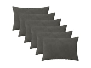Lot de 6 coussins avec oreiller, coussins décoratifs heerlen gris foncé velours cf50846