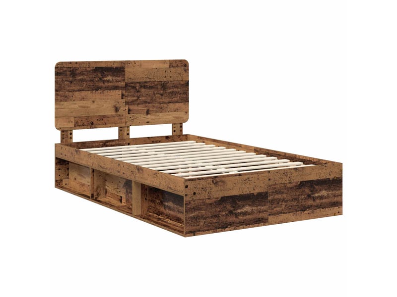  Lit double- lit adulte -  cadre de lit bois ancien 120 x 190 cm bois de pin massif  - Conforama C