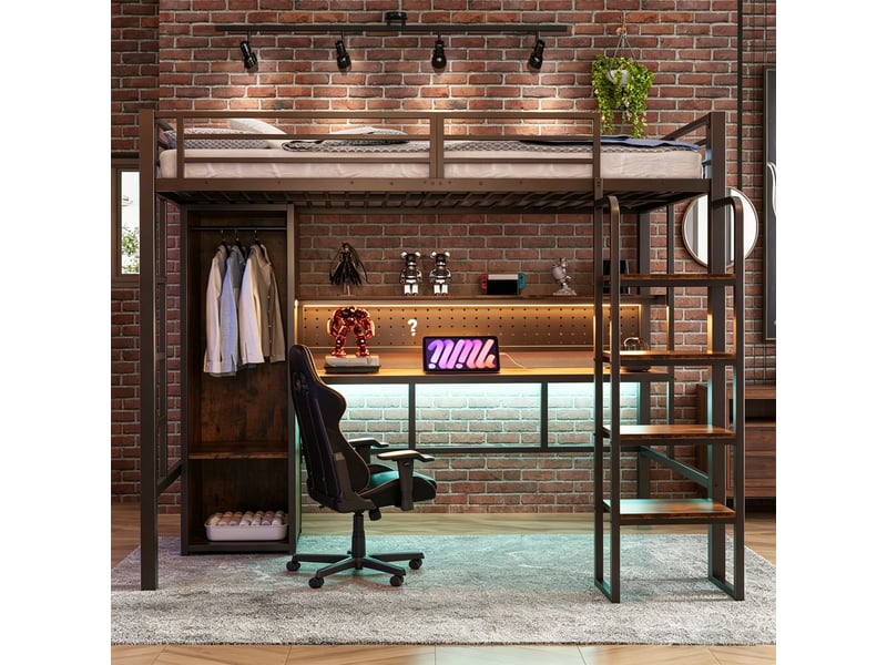  Lit superposé en mdf et métal noir 90x200 cm  - Conforama B