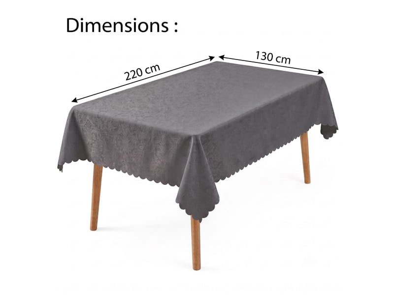  Nappe de table - 130x220 cm - nappe imperméable effet lotus et anti-taches - gris foncé  - Conforama E