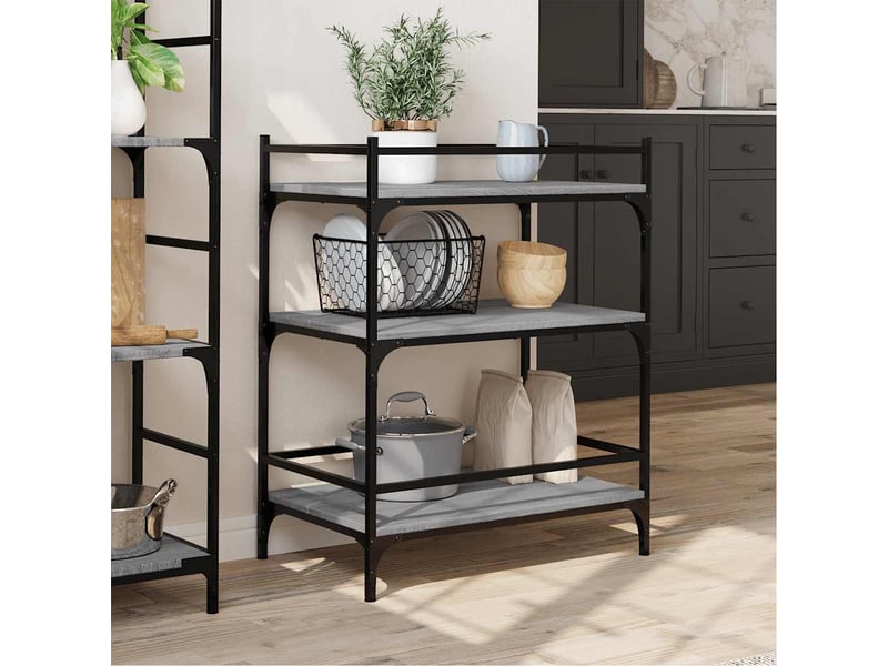  Desserte de cuisine, chariot de rangement sonoma gris 65x40x86,5 cm bois d'ingénierie  - Conforama D