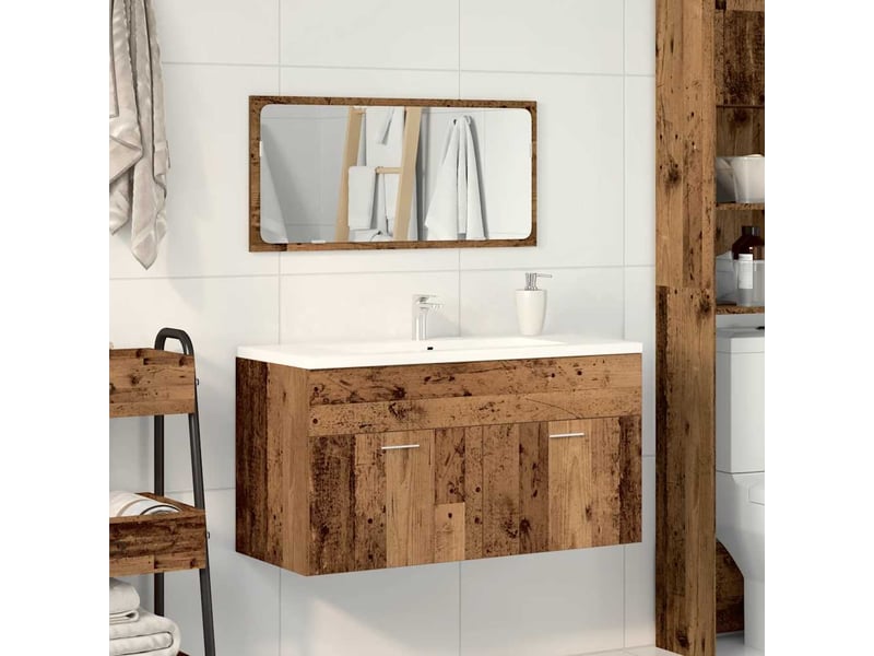  Armoire de salle de bain, cabinet de salle de bain et miroir vieux bois bois d'ingénierie cf65083  - Conforama C