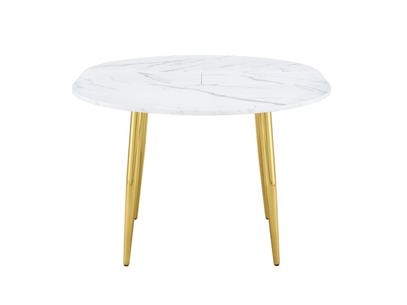 Table a manger ronde extensible 107-137 cm, table ovale moderne mdf et metal blanc - Conforama E