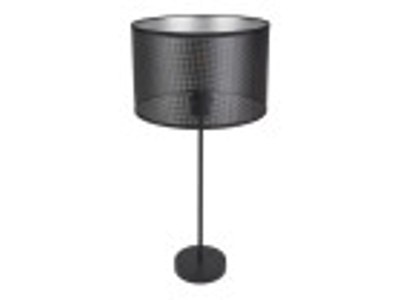  Fabrilamp anastasia grande lampe à poser noir argenté, abat-jour textile perforé argenté, 1 x e27, 60 cm 190171109 - Conforama B