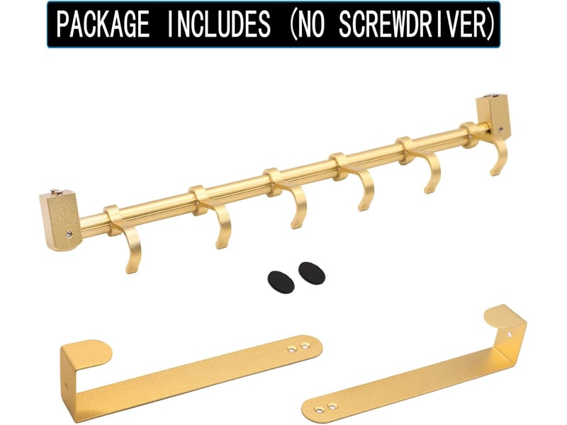  Crochet de porte en aluminium, 6 crochets amovibles, organisateur de robuste, derrière la de la salle de bain (or, jaune  - Conforama E