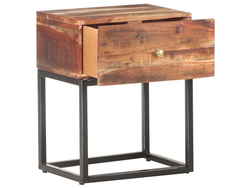  Table de chevet, table d'appoint 40x30x50 cm bois d'acacia brut  - Conforama A