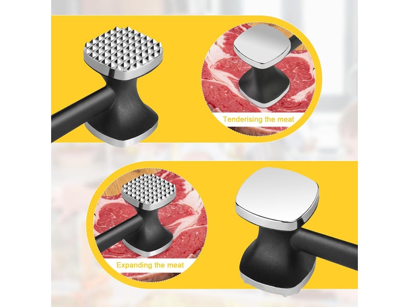 Attendrisseur de viande, attendrisseur à escalope antiadhésif double face, marteau à viande avec manche antidérapant, marteau à attendrir pour steak  - Conforama C