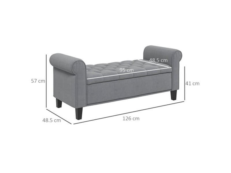 Banc rembourré gris effet velours avec rangement, 126x48,5x47 cm, charge 120 kg, pour chambre et entrée  - Conforama B