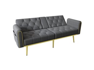 Canapé droit convertible HAVRYA 2 places Velours gris