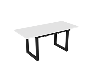 Table à manger extensible 140180 x 80 x 75 cm, blanc et noir, mdf et métal