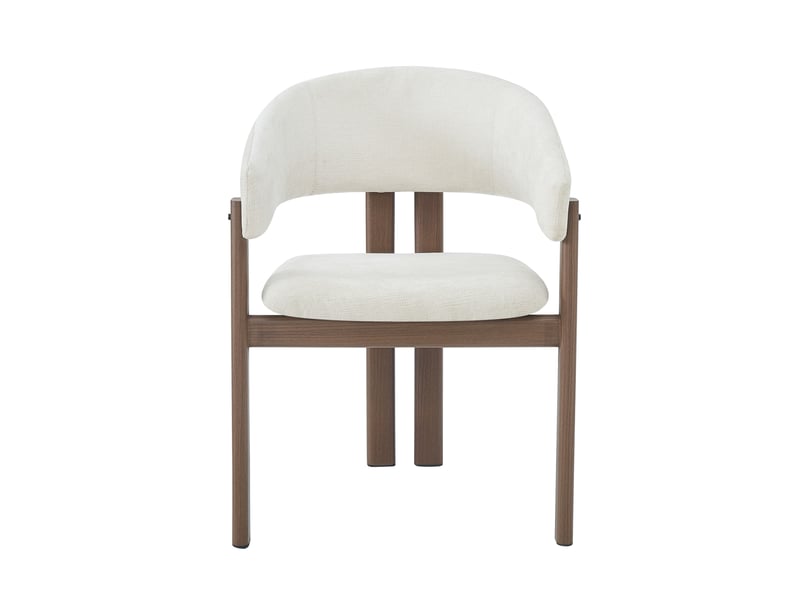  Lot de 2 chaises avec accoudoirs ergonomiques, métal et lin, coloris noyer  - Conforama A