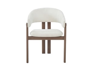 Lot de 2 chaises avec accoudoirs ergonomiques, métal et lin, coloris noyer