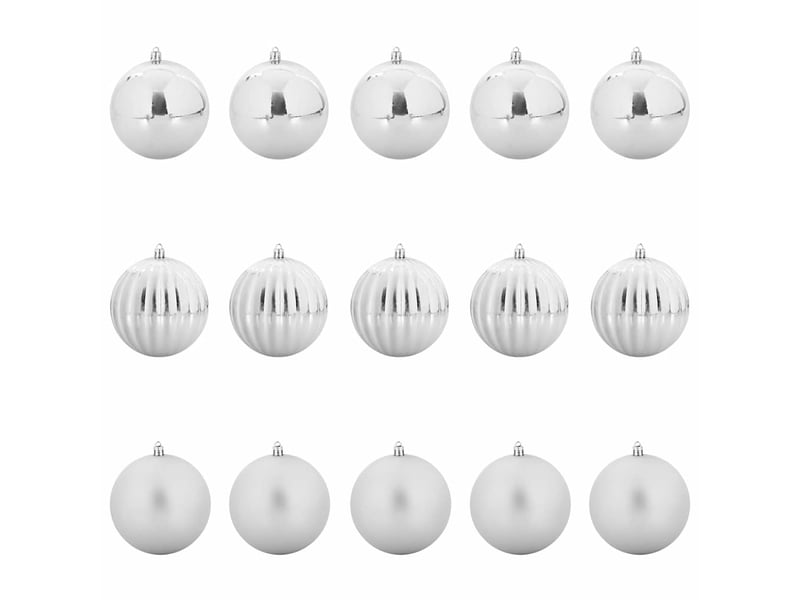  Ensemble de boules de noël xl 15 pcs argenté ø 10 cm plastique  - Conforama A
