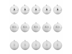 Ensemble de boules de noël xl 15 pcs argenté ø 10 cm plastique
