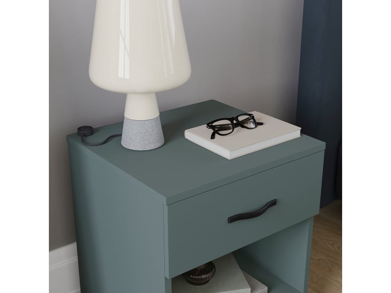  Table de chevet riano, commode de nuit, chambre, rangement, 47x40x36cm, 1 tiroir, vert 3332036 - Conforama R