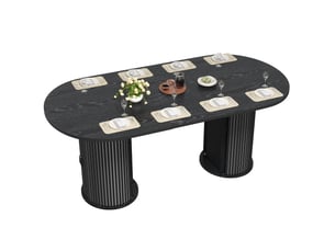 Table extensible noire 150-190 cm – table de cuisine polyvalente, poignées métalliques, gain de place, rangement caché