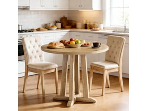 Table de salle à manger ronde pour 2 à 4 personnes, pieds réglables, style rustique en bois marron, diamètre 80 cm