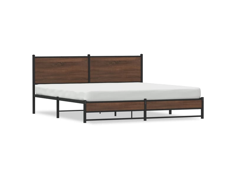  Lit double- lit adulte -  cadre de lit en métal sans matelas chêne marron 160x200 cm  - Conforama A