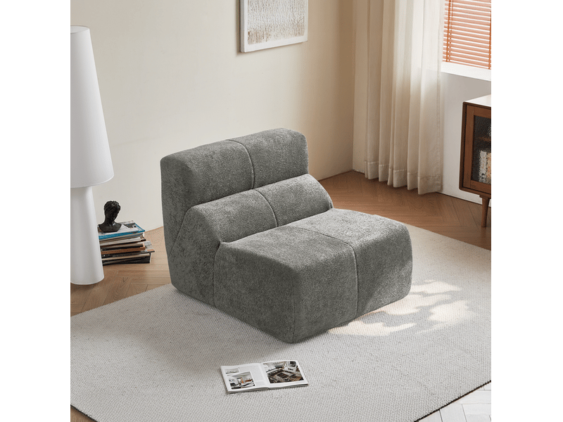  Fauteuil modenvie 1 place en velours gris clair 94 x 110 x 79 cm  - Conforama B