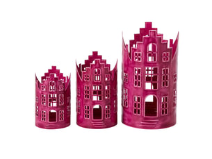 Lot de 3 photophores maison simon 35cm fuchsia
