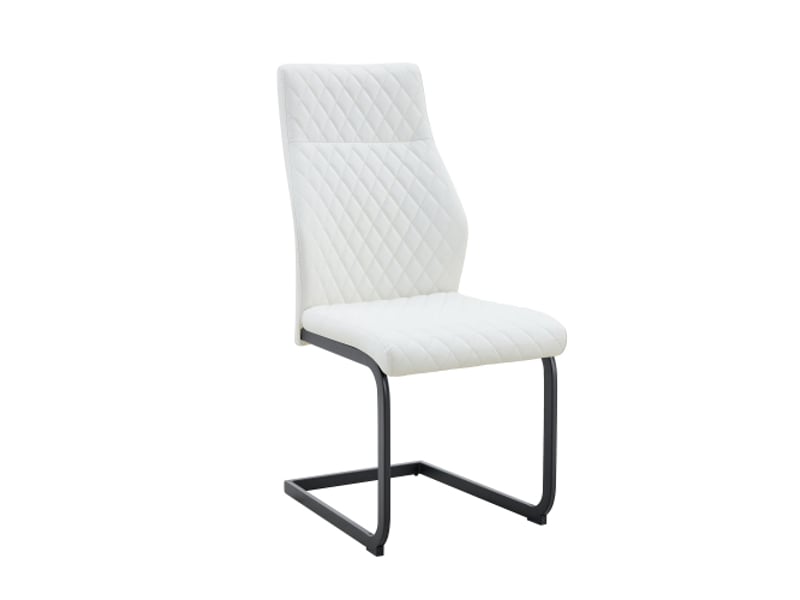  Table ronde en verre 85 cm + 2 chaises blanches à haut dossier pu motif diamant – idéal pour petits espaces et bars  - Conforama A