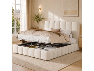 Lit coffre 140x190 cm <strong></strong>  <strong></strong> coloris beige