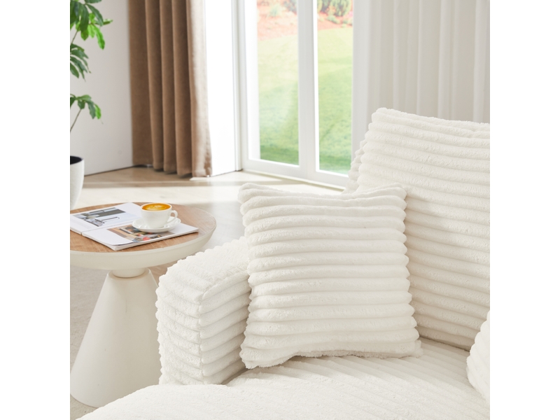  Méridienne convertible avec rembourrage confortable et usage relax ou couchage, en velours côtelé crème  - Conforama E