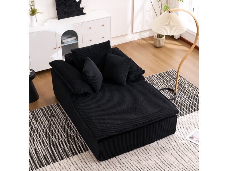  Fauteuil relax modenvie sans cadre en velours côtelé noir 177 x 122 x 92 cm  - Conforama B