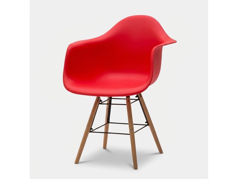  Fauteuil en polypropylène pieds en bois jacqueline - rouge  - Conforama A